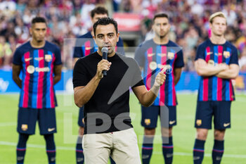 2022-08-07 - Xavi Hernandez, Head coach of FC Barcelona during the Joan Gamper Trophy football match between FC Barcelona and Pumas UNAM on August 7, 2022 at Spotify Camp Nou in Barcelona, Spain - FOOTBALL - JOAN GAMPER TROPHY - FC BARCELONA V PUMAS UNAM - OTHER - SOCCER