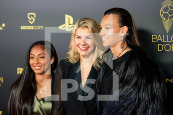 2022-10-17 - Selma Bacha, Ada Hegerberg and Christiane Endler during the red carpet ceremony of the Ballon d'Or (Golden Ball) France Football 2022 on October 17, 2022 at Theatre du Chatelet in Paris, France - FOOTBALL - BALLON D'OR 2022 - RED CARPET CEREMONY - OTHER - SOCCER