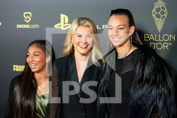 2022-10-17 - Selma Bacha, Ada Hegerberg and Christiane Endler during the red carpet ceremony of the Ballon d'Or (Golden Ball) France Football 2022 on October 17, 2022 at Theatre du Chatelet in Paris, France - FOOTBALL - BALLON D'OR 2022 - RED CARPET CEREMONY - OTHER - SOCCER