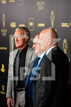 2022-10-17 - Didier Deschamps, Noel Le Graet and Guy Stephan during the red carpet ceremony of the Ballon d'Or (Golden Ball) France Football 2022 on October 17, 2022 at Theatre du Chatelet in Paris, France - FOOTBALL - BALLON D'OR 2022 - RED CARPET CEREMONY - OTHER - SOCCER