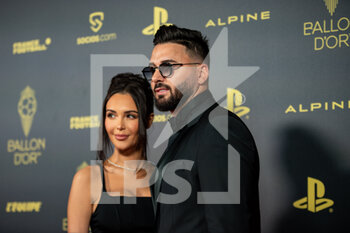 2022-10-17 - Nabilla Vergara and Thomas Vergara during the red carpet ceremony of the Ballon d'Or (Golden Ball) France Football 2022 on October 17, 2022 at Theatre du Chatelet in Paris, France - FOOTBALL - BALLON D'OR 2022 - RED CARPET CEREMONY - OTHER - SOCCER