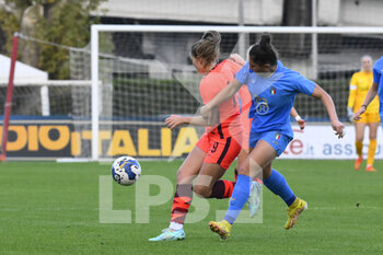 2022-11-14 - Chiara Robustellini of Italy WU23 and Grace Clinton of England WU23 during the International Friendly Match between Italy WU23 and England WU23 at the stadio Tre Fontane on 14th of November, 2022 in Rome, Italy. - U23 WOMEN - ITALY VS ENGLAND - FRIENDLY MATCH - SOCCER