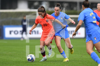 2022-11-14 - Ruby Grant of England WU23 and Valentina Gallazzi of Italy WU23 during the International Friendly Match between Italy WU23 and England WU23 at the stadio Tre Fontane on 14th of November, 2022 in Rome, Italy. - U23 WOMEN - ITALY VS ENGLAND - FRIENDLY MATCH - SOCCER