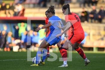 2022-11-14 - Asia Bragonzi of Italy WU23 and Mia Ross of England WU23 during the International Friendly Match between Italy WU23 and England WU23 at the stadio Tre Fontane on 14th of November, 2022 in Rome, Italy. - U23 WOMEN - ITALY VS ENGLAND - FRIENDLY MATCH - SOCCER