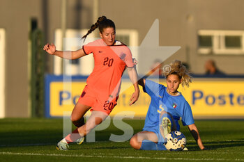 2022-11-14 - Ruby Grant of England WU23 and Emma Severini of Italy WU23 during the International Friendly Match between Italy WU23 and England WU23 at the stadio Tre Fontane on 14th of November, 2022 in Rome, Italy. - U23 WOMEN - ITALY VS ENGLAND - FRIENDLY MATCH - SOCCER