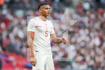 2022-03-26 - LONDON, ENGLAND - MARCH 26: during the international friendly match between England and Switzerland at Wembley Stadium on March 26, 2022 in London, United Kingdom. Manuel Akanji of Switzerland in action - ENGLAND VS SWITZERLAND - FRIENDLY MATCH - SOCCER