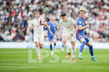 2022-03-26 - LONDON, ENGLAND - MARCH 26: during the international friendly match between England and Switzerland at Wembley Stadium on March 26, 2022 in London, United Kingdom. Granit Xhaka of Switzerland against Conor Gallagher of England - ENGLAND VS SWITZERLAND - FRIENDLY MATCH - SOCCER