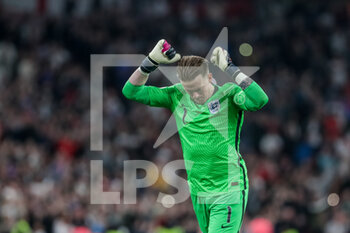 2022-03-26 - LONDON, ENGLAND - MARCH 26: during the international friendly match between England and Switzerland at Wembley Stadium on March 26, 2022 in London, United Kingdom. goalkeeper Jordan Pickford of England celebrates - ENGLAND VS SWITZERLAND - FRIENDLY MATCH - SOCCER