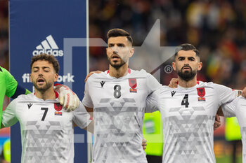 2022-03-26 - Keidi Bare of Albania, sh8- and Elseid Hysaj of Albania during the International Friendly football match between Spain and Albania on March 26, 2022 at RCDE Stadium in Barcelona, Spain - 2022 - SPAIN VS ALBANIA - FRIENDLY MATCH - SOCCER