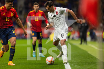2022-03-26 - Qazim Laci of Albania during the International Friendly football match between Spain and Albania on March 26, 2022 at RCDE Stadium in Barcelona, Spain - 2022 - SPAIN VS ALBANIA - FRIENDLY MATCH - SOCCER