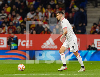 2022-03-26 - Berat Djimshiti of Albania during the International Friendly football match between Spain and Albania on March 26, 2022 at RCDE Stadium in Barcelona, Spain - 2022 - SPAIN VS ALBANIA - FRIENDLY MATCH - SOCCER
