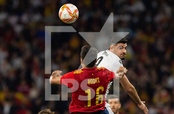 2022-03-26 - Rodri of Spain and Armando Broja of Albania during the International Friendly football match between Spain and Albania on March 26, 2022 at RCDE Stadium in Barcelona, Spain - 2022 - SPAIN VS ALBANIA - FRIENDLY MATCH - SOCCER