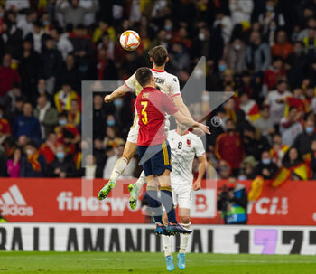 2022-03-26 - Eric Garcia os Spain and Sokol Cikalleshi of Albania during the International Friendly football match between Spain and Albania on March 26, 2022 at RCDE Stadium in Barcelona, Spain - 2022 - SPAIN VS ALBANIA - FRIENDLY MATCH - SOCCER