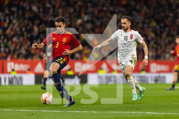 2022-03-26 - Eric Garcia of Spain and Sokol Cikalleshi of Albania during the International Friendly football match between Spain and Albania on March 26, 2022 at RCDE Stadium in Barcelona, Spain - 2022 - SPAIN VS ALBANIA - FRIENDLY MATCH - SOCCER