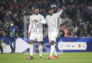 2022-03-25 - Sebastien Haller, Ibrahim Sangare of Ivory Coast during the International Friendly football match between France and Ivory Coast on March 25, 2022 at Stade Velodrome in Marseille, France - FRANCE VS IVORY COAST - FRIENDLY MATCH - SOCCER