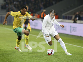 2022-03-29 - Kylian Mbappe of France, Mothobi Mvala of South Africa (left) during the International Friendly football match between France and South Africa on March 29, 2022 at Stade Pierre Mauroy in Villeneuve-d'Ascq near Lille, France - FRANCE VS SOUTH AFRICA - FRIENDLY MATCH - SOCCER