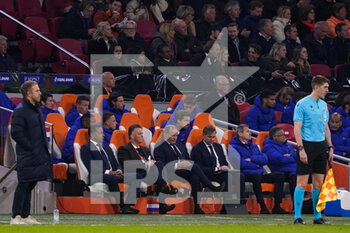 2022-03-29 - Assistant coach Henk Fraser, coach Louis van Gaal and assistant coach Danny Blind during the International Friendly football match between Netherlands and Germany on March 29, 2022 at the Johan Cruijff ArenA in Amsterdam, Netherlands - NETHERLANDS VS GERMANY - FRIENDLY MATCH - SOCCER