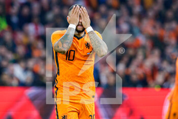 2022-03-29 - Memphis Depay of the Netherlands disappointed during the International Friendly football match between Netherlands and Germany on March 29, 2022 at the Johan Cruijff ArenA in Amsterdam, Netherlands - NETHERLANDS VS GERMANY - FRIENDLY MATCH - SOCCER