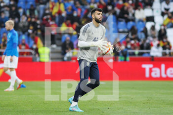2022-03-29 - David Raya of Spain warms up during the Friendly football match between Spain and Iceland on March 29, 2022 at Riazor stadium in La Coruna, Spain - SPAIN VS ICELAND - FRIENDLY MATCH - SOCCER