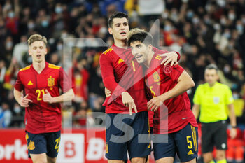 2022-03-29 - Alvaro Morata of Spain celebrates a goal during the Friendly football match between Spain and Iceland on March 29, 2022 at Riazor stadium in La Coruna, Spain - SPAIN VS ICELAND - FRIENDLY MATCH - SOCCER