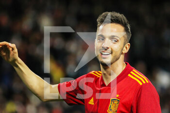2022-03-29 - Pablo Sarabia of Spain celebrates a goal during the Friendly football match between Spain and Iceland on March 29, 2022 at Riazor stadium in La Coruna, Spain - SPAIN VS ICELAND - FRIENDLY MATCH - SOCCER