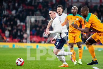 2022-03-29 - England forward Phil Foden during the Friendly football match between England and Ivory Coast on March 29, 2022 at Wembley Stadium in London, England - ENGLAND VS IVORY COAST - FRIENDLY MATCH - SOCCER