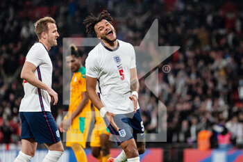 2022-03-29 - England defender Tyrone Mings (5) celebrates his goal 3-0 during the Friendly football match between England and Ivory Coast on March 29, 2022 at Wembley Stadium in London, England - ENGLAND VS IVORY COAST - FRIENDLY MATCH - SOCCER