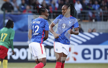 2022-06-25 - Melvine Malard of France celebrates her goal with Marie-Antoinette Katoto during the Women's Friendly football match between France and Cameroon on June 25, 2022 at Stade Pierre Brisson in Beauvais, France - FOOTBALL - WOMEN'S FRIENDLY GAME - FRANCE V CAMEROON - FRIENDLY MATCH - SOCCER