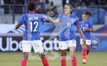 2022-06-25 - Melvine Malard of France celebrates her goal with Kenza Dali during the Women's Friendly football match between France and Cameroon on June 25, 2022 at Stade Pierre Brisson in Beauvais, France - FOOTBALL - WOMEN'S FRIENDLY GAME - FRANCE V CAMEROON - FRIENDLY MATCH - SOCCER