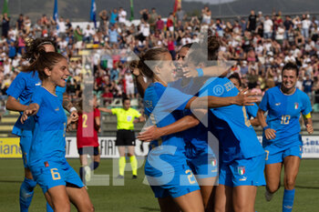 2022-07-01 - Valentina Bergamaschi of Italy celebrates after scoring the opening goal during the Women's International friendly match between Italy and Spain at Teofilo Patini Stadium on July 01, 2022 in Castel di Sangro , Italy. ©Photo: Cinzia Camela. - ITALY WOMEN VS SPAIN - FRIENDLY MATCH - SOCCER