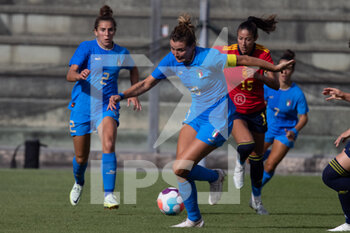 2022-07-01 - Valentina Bergamaschi, Cristiana Girelli of Italy, Leila Ouahabi Elouahabi of Spain, in action during the Women's International friendly match between Italy and Spain at Teofilo Patini Stadium on July 01, 2022 in Castel di Sangro , Italy. ©Photo: Cinzia Camela. - ITALY WOMEN VS SPAIN - FRIENDLY MATCH - SOCCER