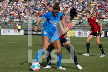2022-07-01 - Cristiana Girelli of Italy, Ivana Andres Sanz of Spain, in action during the Women's International friendly match between Italy and Spain at Teofilo Patini Stadium on July 01, 2022 in Castel di Sangro , Italy. ©Photo: Cinzia Camela. - ITALY WOMEN VS SPAIN - FRIENDLY MATCH - SOCCER