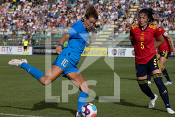 2022-07-01 - Cristiana Girelli of Italy, Ivana Andres Sanz of Spain, in action during the Women's International friendly match between Italy and Spain at Teofilo Patini Stadium on July 01, 2022 in Castel di Sangro , Italy. ©Photo: Cinzia Camela. - ITALY WOMEN VS SPAIN - FRIENDLY MATCH - SOCCER