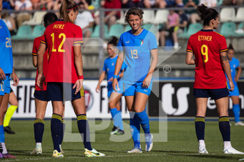 2022-07-01 - Valentina Giacinti of Italy, Patricia Guijarro Gutierrez, Esther Gonzalez Rodriguez of Spain during the Women's International friendly match between Italy and Spain at Teofilo Patini Stadium on July 01, 2022 in Castel di Sangro , Italy. ©Photo: Cinzia Camela. - ITALY WOMEN VS SPAIN - FRIENDLY MATCH - SOCCER