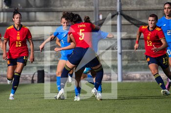 2022-07-01 - Valentina Bergamaschi, Aurora Galli of Italy,  Ivana Andres Sanz of Spain, compete fot the ball during the Women's International friendly match between Italy and Spain at Teofilo Patini Stadium on July 01, 2022 in Castel di Sangro , Italy. ©Photo: Cinzia Camela. - ITALY WOMEN VS SPAIN - FRIENDLY MATCH - SOCCER