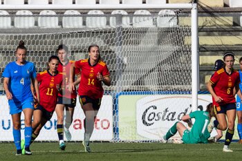 2022-07-01 - Alexia Putellas Segura and Marta Cardona De Miguel of Spain celebrates after scoring the equalizing goal during the Women's International friendly match between Italy and Spain at Teofilo Patini Stadium on July 01, 2022 in Castel di Sangro , Italy. ©Photo: Cinzia Camela. - ITALY WOMEN VS SPAIN - FRIENDLY MATCH - SOCCER