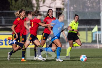2022-07-01 - Lisa Boattin of Italy, Esther Gonzalez Rodriguez, Alexia Putellas Segura of Spain during the Women's International friendly match between Italy and Spain at Teofilo Patini Stadium on July 01, 2022 in Castel di Sangro , Italy. ©Photo: Cinzia Camela. - ITALY WOMEN VS SPAIN - FRIENDLY MATCH - SOCCER