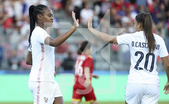2022-07-01 - Marie-Antoinette Katoto and Delphine Cascarino of France celebrate a goal during the International Women's Friendly football match between France and Vietnam on July 1, 2022 at Stade de la Source in Orleans, France - FOOTBALL - WOMEN'S FRIENDLY GAME - FRANCE V VIETNAM - FRIENDLY MATCH - SOCCER