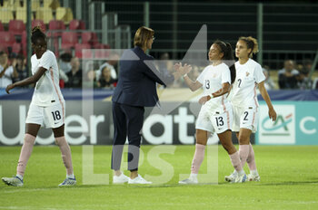 2022-07-01 - Coach of France Corinne Diacre, Selma Bacha, Ella Palis of France during the International Women's Friendly football match between France and Vietnam on July 1, 2022 at Stade de la Source in Orleans, France - FOOTBALL - WOMEN'S FRIENDLY GAME - FRANCE V VIETNAM - FRIENDLY MATCH - SOCCER