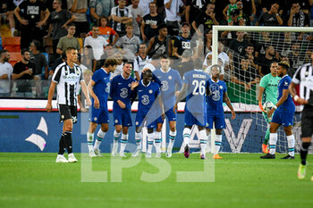 2022-07-29 - Chelsea's N'Golo Kante celebrates after scoring a goal - UDINESE CALCIO VS CHELSEA FC - FRIENDLY MATCH - SOCCER