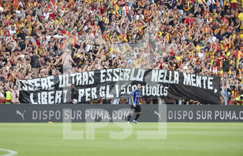 2022-07-23 - Banner from supporters of Lens during the Pre-Season Friendly football match between RC Lens and Inter Milan (FC Internazionale) on July 23, 2022 at Stade Bollaert-Delelis in Lens, France - FOOTBALL - FRIENDLY GAME - LENS V FC INTER - INTERNAZIONALE - FRIENDLY MATCH - SOCCER