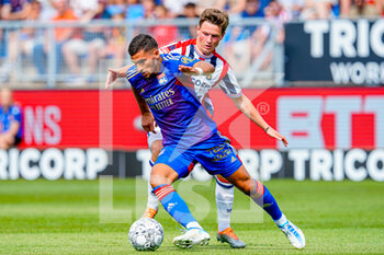 2022-07-23 - Houssem Aouar of Olympique Lyonnais, Max Svensson of Willem II during the pre-season friendly football match between Willem II and Olympique Lyonnais on July 23, 2022 at Koning Willem II stadion in Tilburg, Netherlands - FOOTBALL - FRIENDLY GAME - WILLEM II V LYON - FRIENDLY MATCH - SOCCER