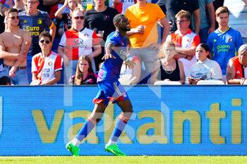 2022-07-24 - Jeff-Reine Adelaide of Olympique Lyonnais celebrating his goal 0-2 during the Pre-season friendly football match between Feyenoord and Olympique Lyonnais on July 24, 2022 at Stadion Feyenoord in Rotterdam, Netherlands - FOOTBALL - FRIENDLY GAME - FEYENOORD V LYON - FRIENDLY MATCH - SOCCER