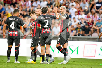 2022-08-06 - Milan's Theo Hernandez celebrates after Milan's Junior Messias scores a goal - LR VICENZA VS AC MILAN - FRIENDLY MATCH - SOCCER