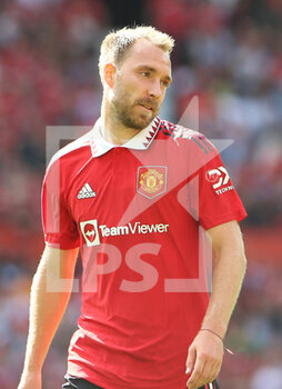 2022-08-01 - Manchester United Midfielder Christian Eriksen (14) during the Pre-Season Friendly football match between Manchester United and Rayo Vallecano on July 31, 2022 at Old Trafford in Manchester, England - FOOTBALL - FRIENDLY GAME - MANCHESTER UNITED V RAYO VALLECANO - FRIENDLY MATCH - SOCCER