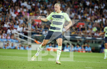 2022-08-24 - Erling Haaland of Manchester City during the Friendly Football match between FC Barcelona and Manchester City on August 24, 2022 at Camp Nou stadium in Barcelona, Spain - FOOTBALL - FRIENDLY GAME - FC BARCELONA V MANCHESTER CITY - FRIENDLY MATCH - SOCCER