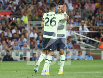 2022-08-24 - Celebration Goal Riyad Mahrez of Manchester City during the Friendly Football match between FC Barcelona and Manchester City on August 24, 2022 at Camp Nou stadium in Barcelona, Spain - FOOTBALL - FRIENDLY GAME - FC BARCELONA V MANCHESTER CITY - FRIENDLY MATCH - SOCCER