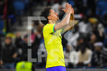 23/09/2022 - MARQUINHOS of Brazil celebrates his goal during the International Friendly football match between Brazil and Ghana on September 23, 2022 at Oceane Stadium in Le Havre, France - FOOTBALL - FRIENDLY GAME - BRAZIL V GHANA - AMICHEVOLI - CALCIO