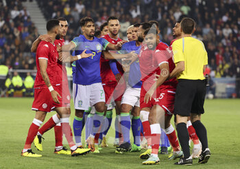 2022-09-27 - Lucas Paqueta of Brazil #7 breaks a fight during the International friendly game, football match between Brazil and Tunisia on September 27, 2022 at Parc des Princes stadium in Paris, France - FOOTBALL - FRIENDLY GAME - BRAZIL V TUNISIA - FRIENDLY MATCH - SOCCER