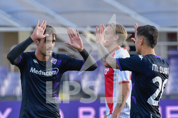 2022-12-17 - Luca Ranieri (ACF Fiorentina) celebrates after scoring a goal with Lucas Martinez Quarta (ACF Fiorentina) - ACF FIORENTINA VA AS MONACO - FRIENDLY MATCH - SOCCER
